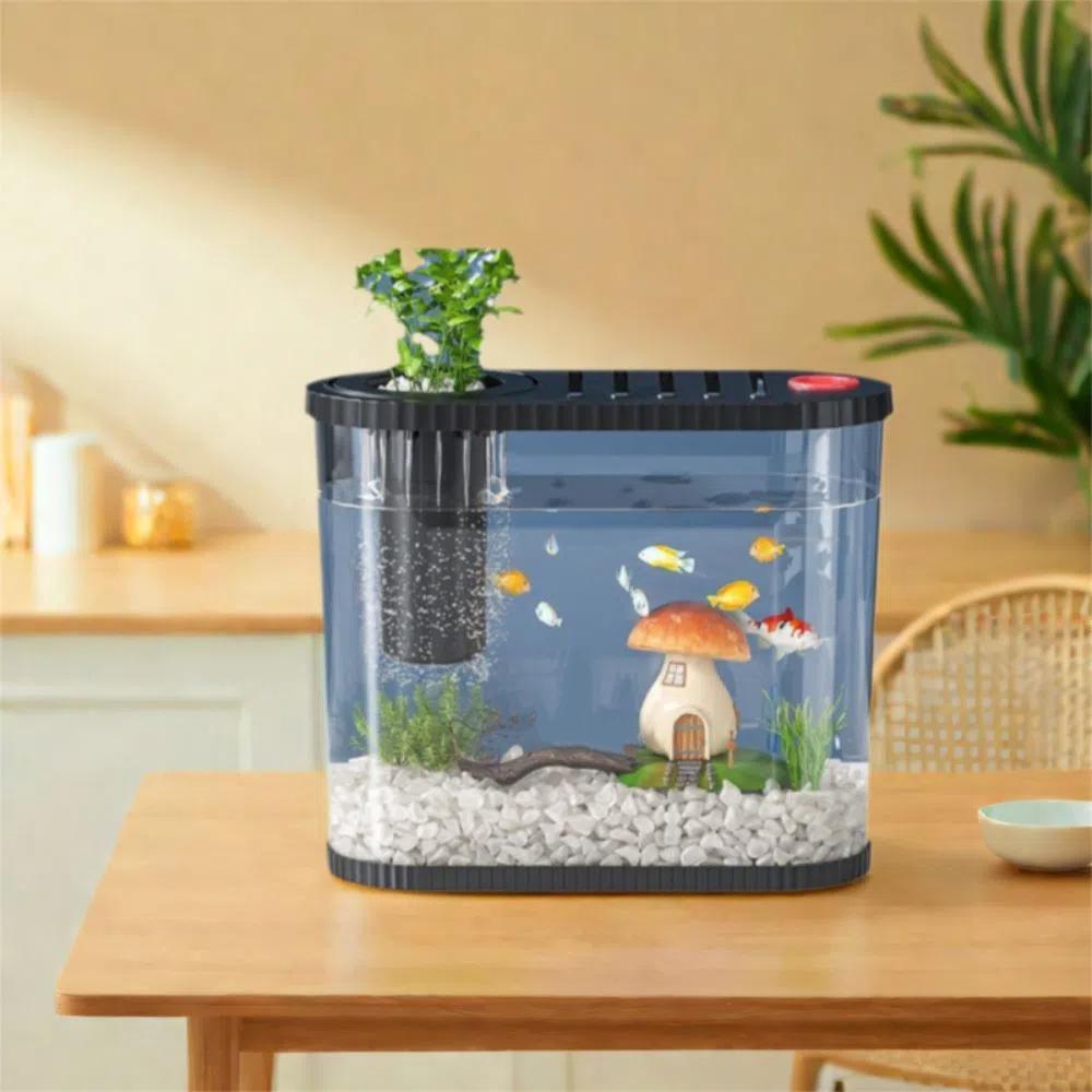 Transparent Plastic Fish Tank Space-Saving Clear Table Fish Bowl Tabletop Fish Bowl  Plant Growing
