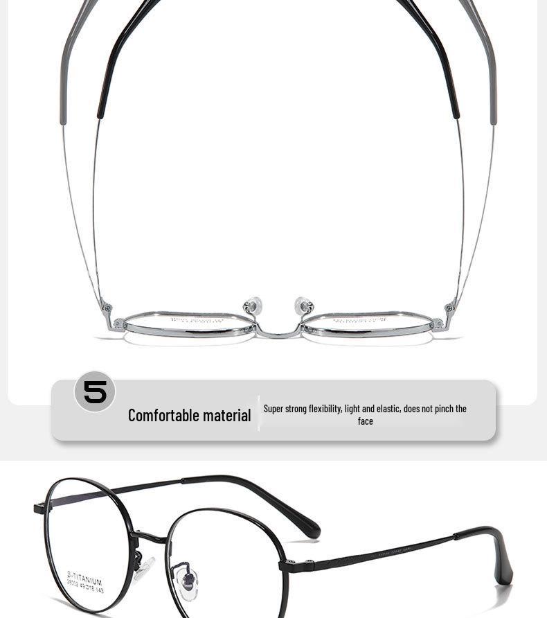 Ultra-Light Non-Magnetic Titanium Round Retro Glasses Frame for Myopia Lenses - Two-Color Versatile Design
