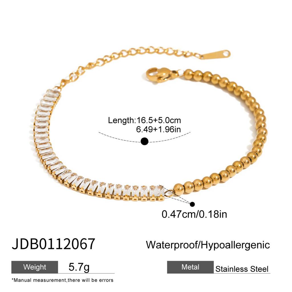 Youthway Vielseitig Lässig Vergoldetes Edelstahl Geometrisch Strassstein Tennis Kette Armband Halskette Set Sportliches Zubehör