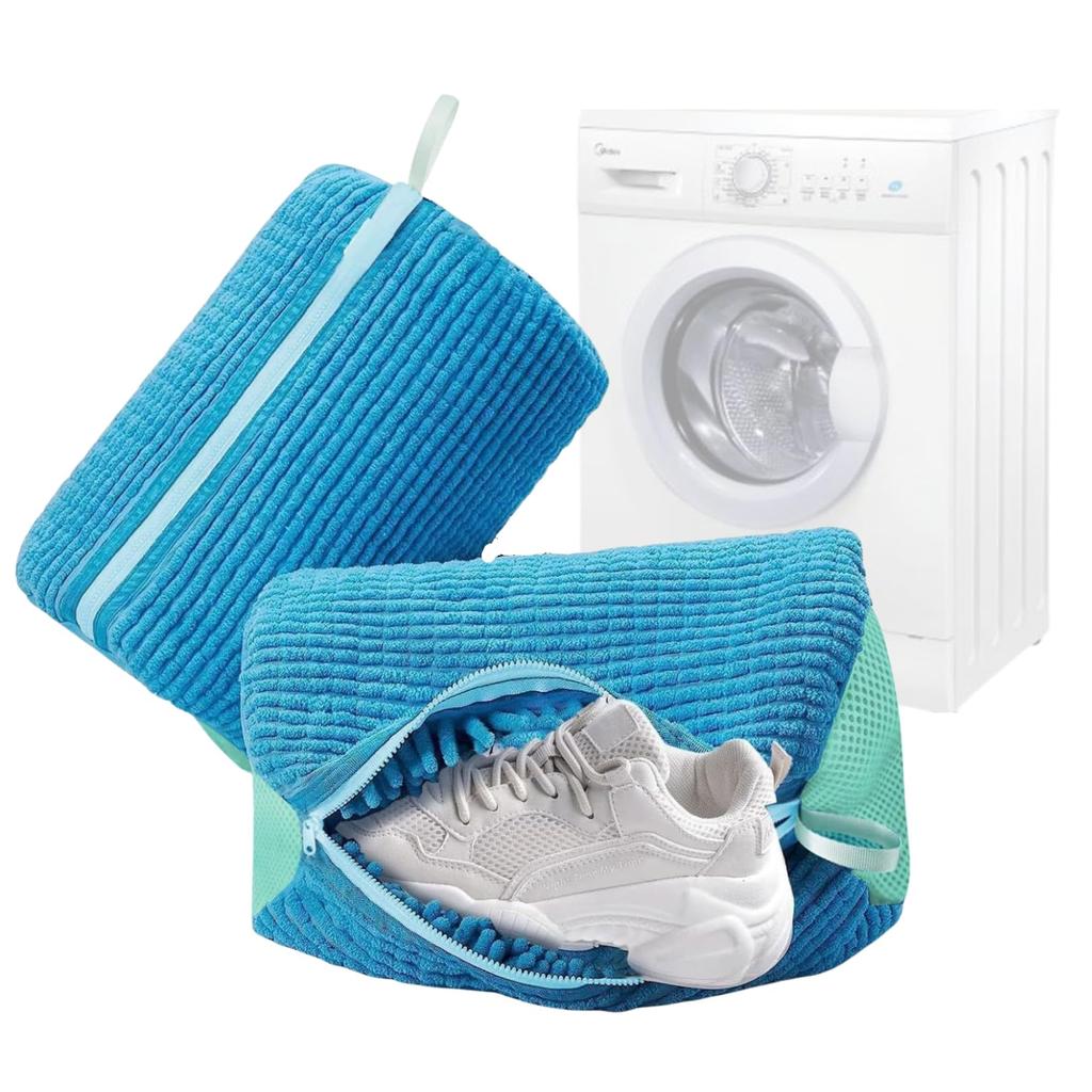 HINACO Schuhwaschnetz für Sneaker und Indoor- und Authentic-Grau 2 Schuhe, Trommel-Wäsche, Langlebig, Formstabil, (Blaue Taschen)