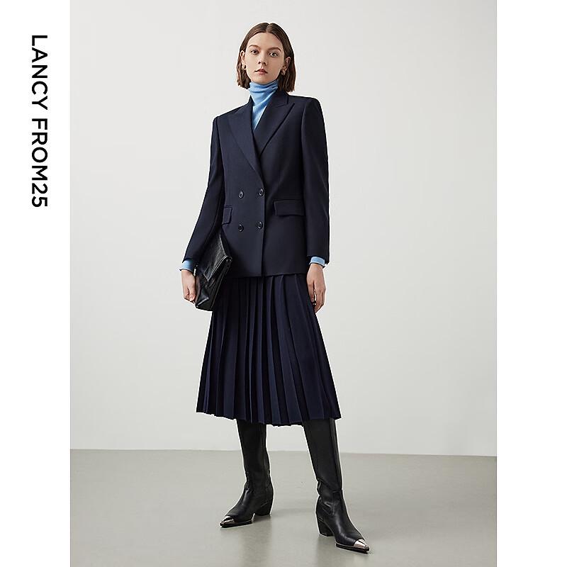 Women's Wool Blend Double-Breasted Suit Jacket