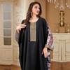 Plus Size Women's Traditional Arabic Digital Print Abaya Dress