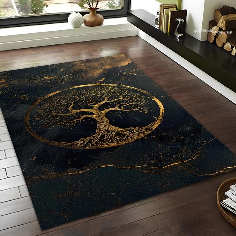 

Tree Of Life Area Rug: Modern Art, Non-Slip Polyester Carpet 150cm x 220cm