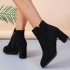 High Heels Suede Woman Ankle Short Boots Chunky Fashion Heeled Shoes New Pumps  Winter Goth Designer Woman Chelsea Botas