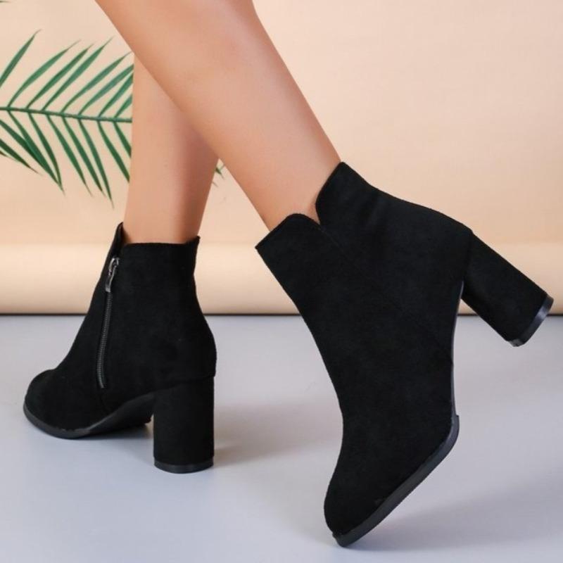 High Heels Suede Woman Ankle Short Boots Chunky Fashion Heeled Shoes New Pumps Winter Goth Designer Woman Chelsea Botas