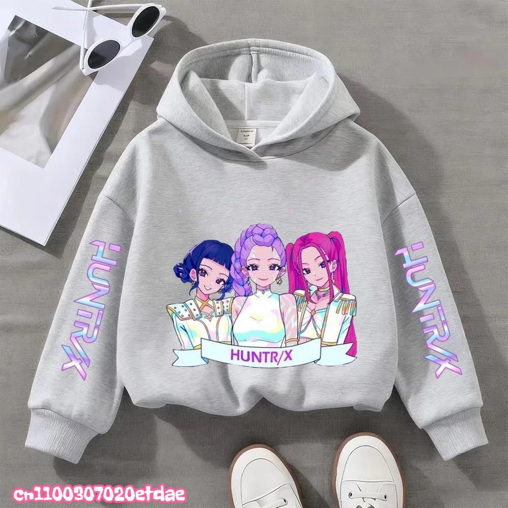 Children's KPop Demon Hunters Hoodies Girls Pink Boy Pink Tops Sweatshirt Long Sleeve Pullovers Coat Autumn Winter Casual Hooded