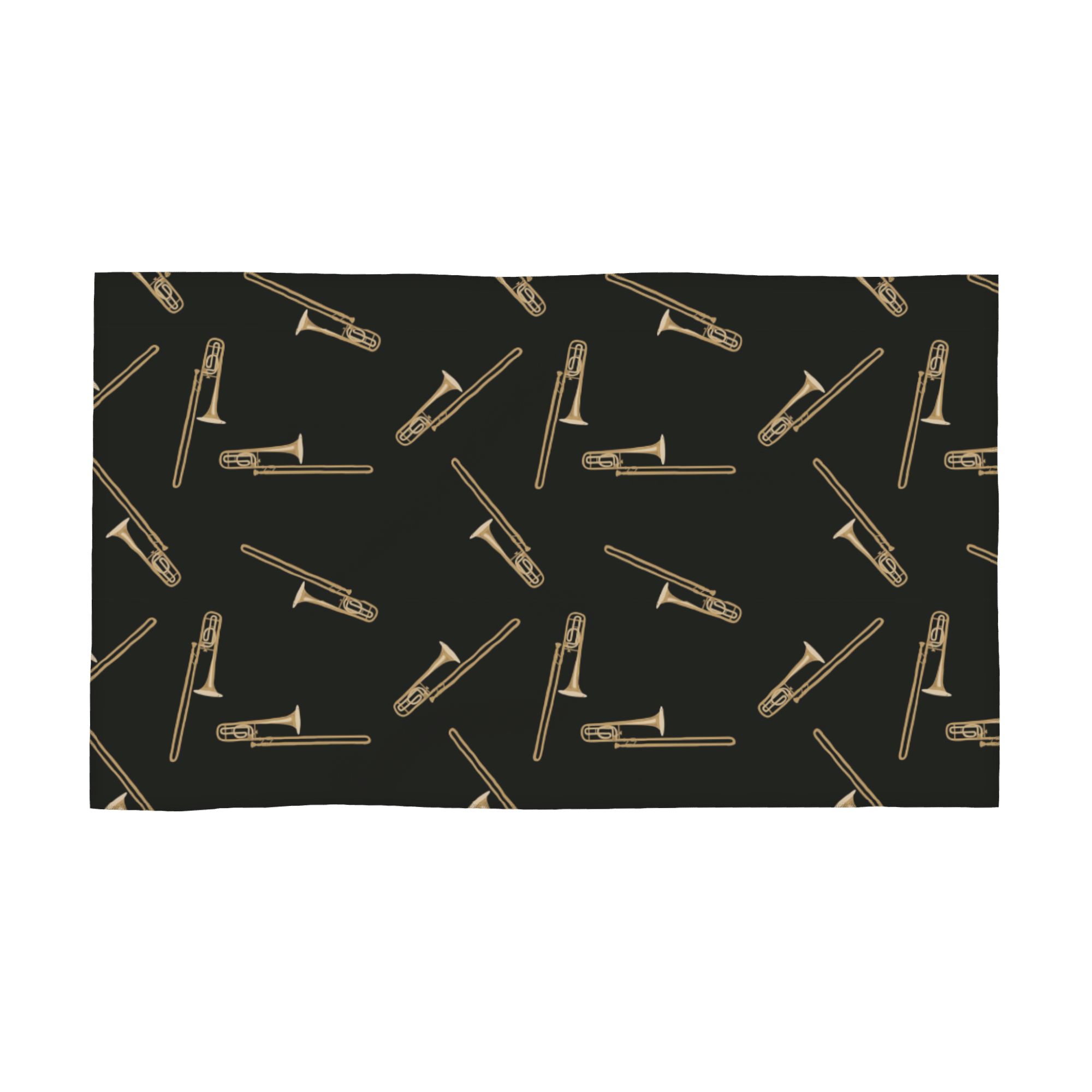 

Trombone on black Soft Face Towel Quick Dry Pool Bath Cotton Towels Breathable W30*H60(CM)