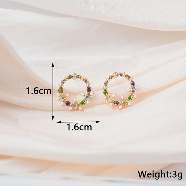 Korejská móda Jednoduché barevné náušnice s květinami Čiré Temperament Křišťálové kamínky Náušnice s okvětními lístky Populární doplňky Velkoobchod