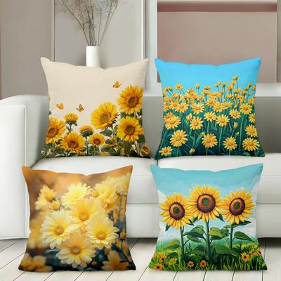 Sunflower Floral Farmhouse Throw Pillow Covers Pattern Cushion Cover Suitable For Sofa Bedroom Car Pillow Cover