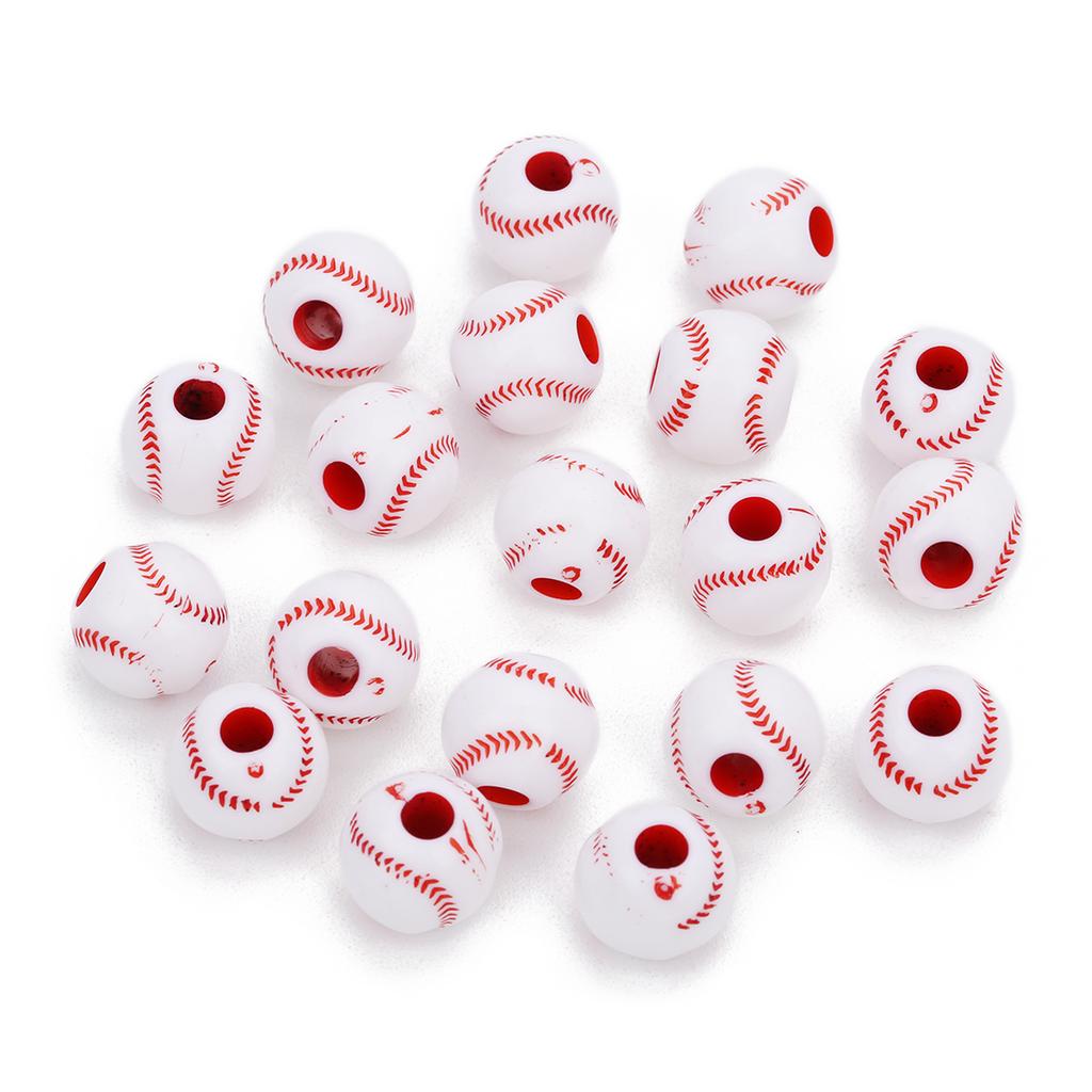 Wholesale  Acrylic Football Beads Basketball Soccer Ball Charms Round Loose Beads With Hole Bracelets Jewelry Making Supplies