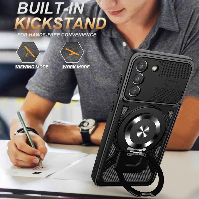 Slide Camera Armor Protection Case For Samsung A56 A36 A26 A16 A55 A35 A25 A15 A17 360° Rotating Magnetic Ring Stand Phone Cover