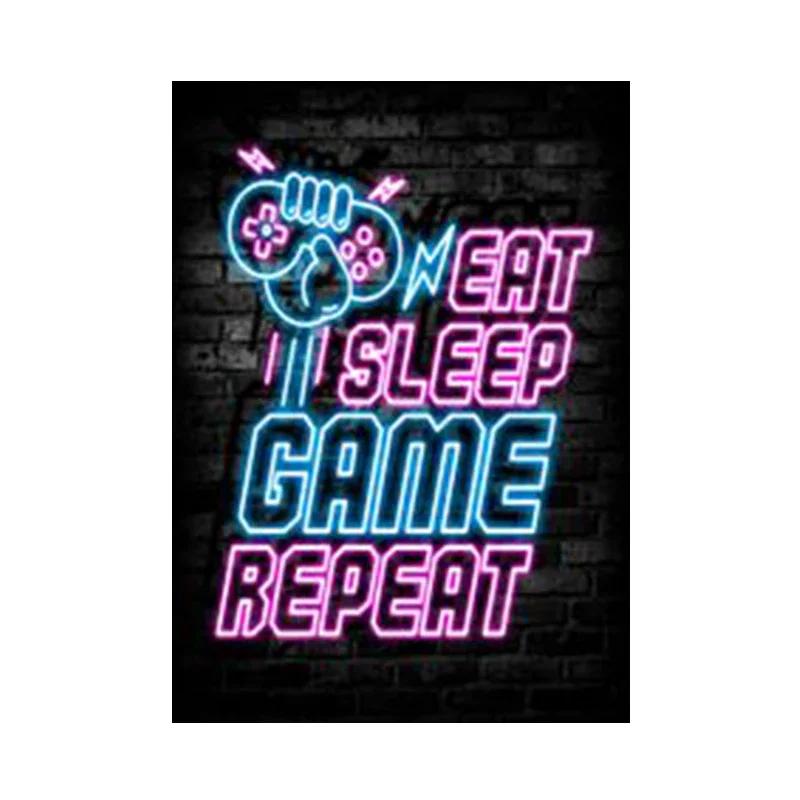 Nordic Cats And Gaming Neon Art Posters and Prints Canvas Painting Wall Pictures for Boys Game Room Wall Decor Home Decor