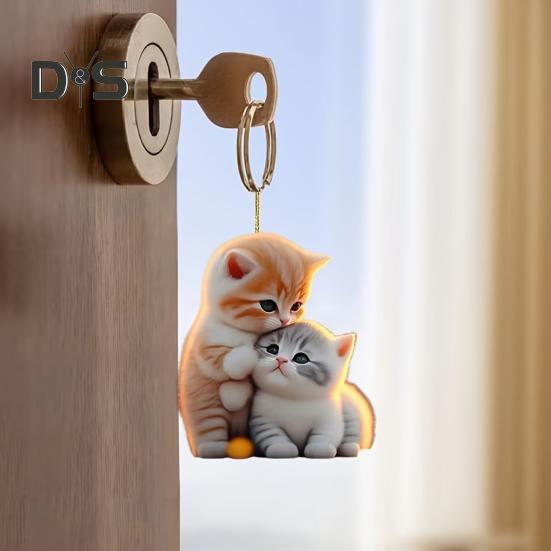 Hänge för bil 2D Akryl Färgglad Alpaca Katt Berlock Bildekoration Lättviktigt Hängsmycke för Fordon