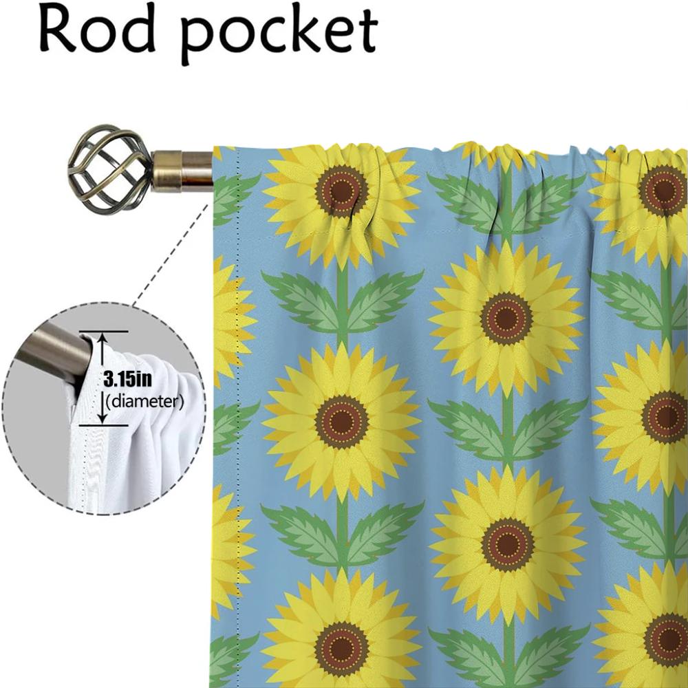 Blackout Curtains for Living Room Pumpkin Sunflower Print Shades Tulle for Bedroom Home Interior Curtains 2 Pieces Partition