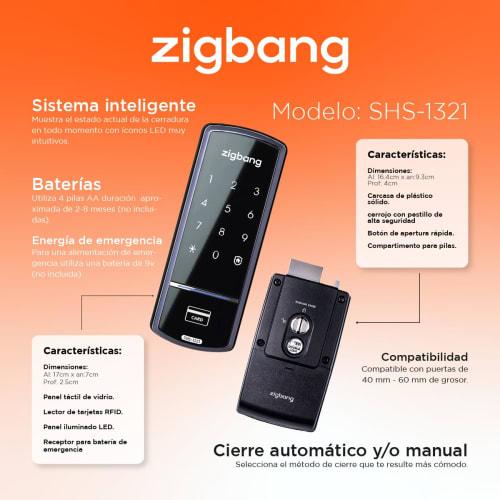 ZIGBANG SHS-1321 Metal Lock with Touchscreen Smart Deadbolt, Up To 20 Persons, Easy Opening with Master Password and RFID Card, Automatic Closure, Fir