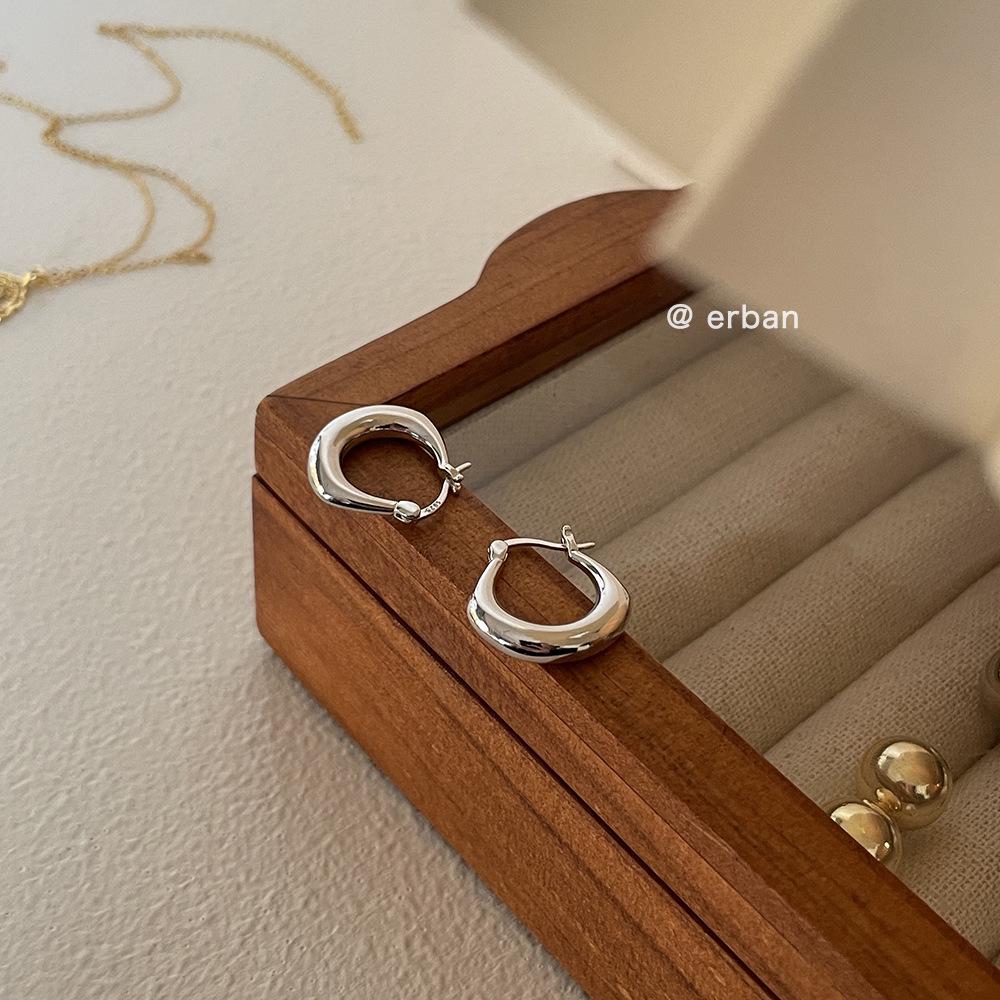 2023 High-End Sterling Silver Circle Hoop Earrings - Trendy Minimalist Design for Women