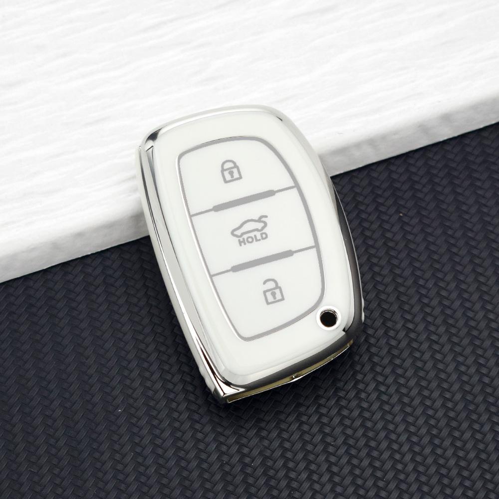 3 Buttons Soft TPU Smart Key Fob for Hyundai Santa Fe Tucson Elantra Creta Sonata I30 Ix35 Ix45 I10 I40 Rena Protective Keychain