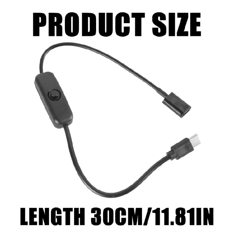 Durability Type C Charger 30cm USB C Extension Cable With Integrated Switching For LED Lights Headphones Game Consoles