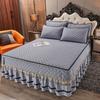 Seaweed Cotton Quilted Bed Skirt One-Piece Thickened Warm Removable Lace Bedspread Brushed Mattress Cover Three-Piece Set