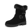 Ladies Snow Boots Mid Calf Half High Female Shoes Biker Elegant with Medium Heels Fashion Winter 2024 Novelty Padded Footwear 39