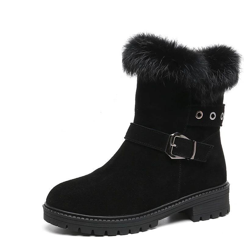 Ladies Snow Boots Mid Calf Half High Female Shoes Biker Elegant with Medium Heels Fashion Winter 2024 Novelty Padded Footwear 39