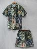 Men's Summer Palm Tree Tropical Plant Shirt Hawaiian Shirt 2-Piece Set Short Sleeve Shorts Lapel Tropical Fashion Casual Holiday