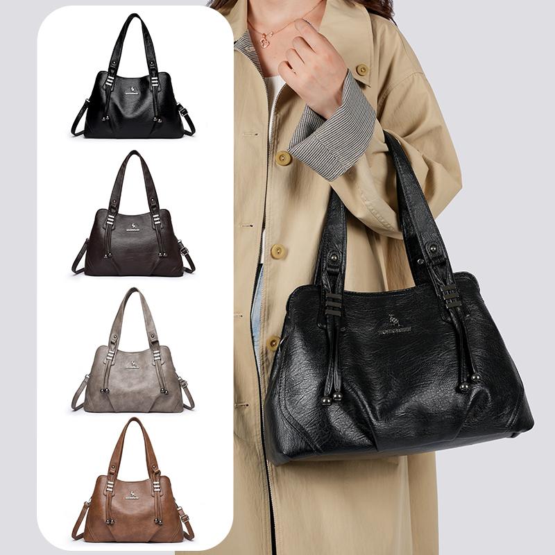 Women's Soft Leather Bag Solid Color Tote Bag Mother Bag Crossbody Bag