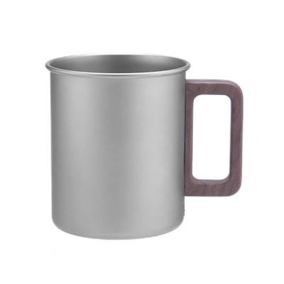 Titanium Camping Cup Pure Ti Travel Mug Wooden Handle 300ml/450ml Outdoor Portable Large Beer Mug