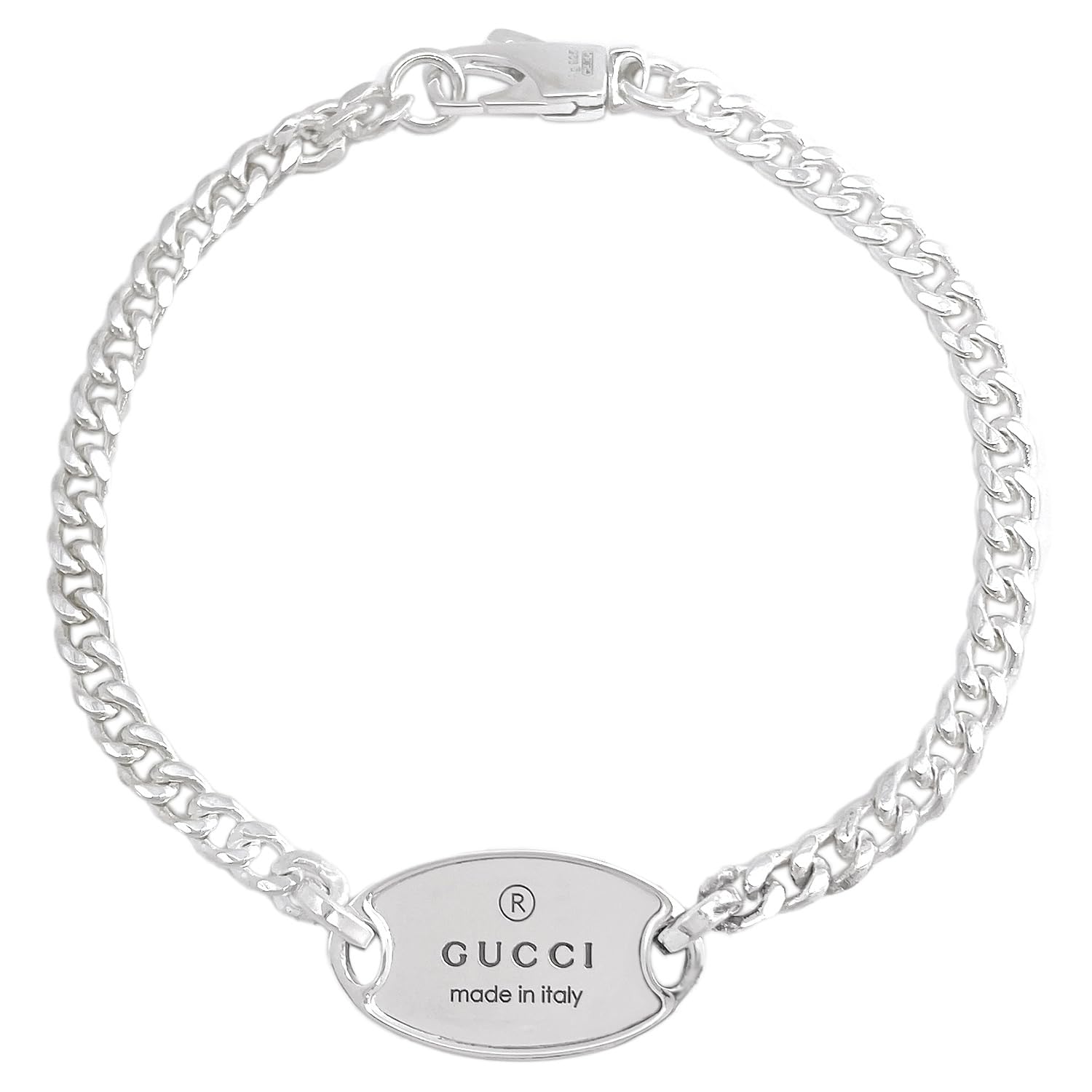 

Gucci Trademark Oval Tag 18cm Bracelet, 18cm, Silver, 797152, J8400, 8106, [Used]