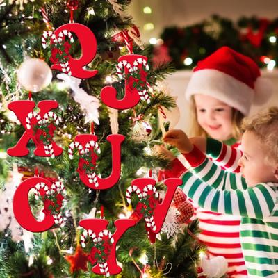 Christmas Acrylic Letter Hanging Decoration Car Rearview Mirror Xmas Tree A To Z Alphabet