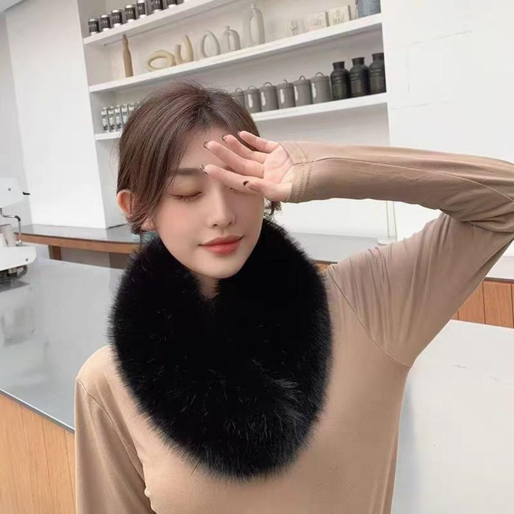 Plush Double Sided Scarf Thick Warm Fur Collar Trim Winter Neck Protection