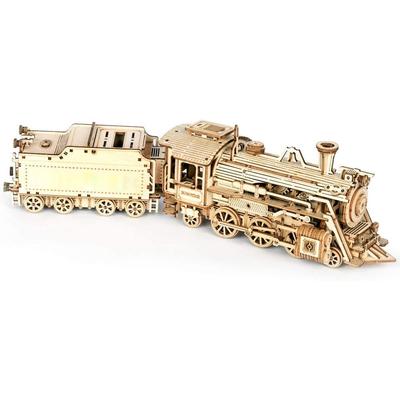 Modelo de tren de vapor DIY, vehículo, rompecabezas de madera 3D, juguetes de ensamblaje para adultos y niños, regalo educativo