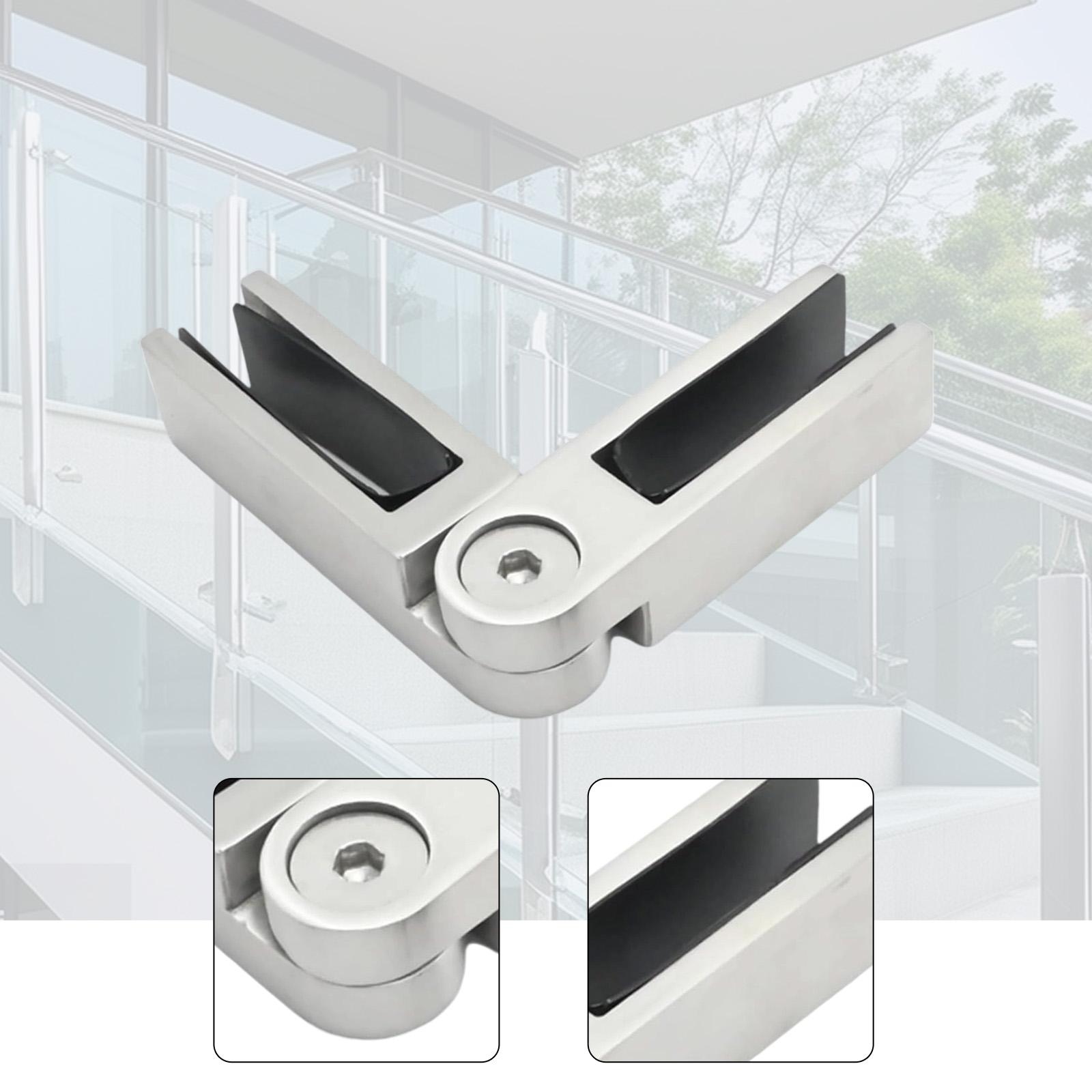 

Adjustable Stainless Steel Glass to Glass Clamp Heavy Duty Railing Bracket Holder for Stairs Fence Balcony Deck Indoor Outdoor Brushed Finish