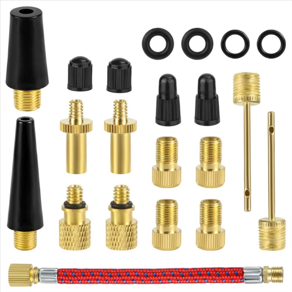 Bike Accessories Copper Bicycle Set Plastic Gold Valve Adapter Bicycle Pump Bicycle Nozzle Valve Adapter Cycling Accessories 21PC