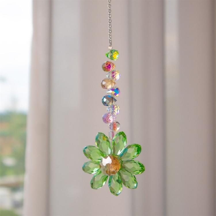 Crystal Rainbows Suncatchers, Hanging Crystals Sun Catchers for Window, Colorful Suncatchers with Sunflowers Pendants