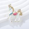 Brooch Zinc Alloy Enamel Pin Carousel Horse Pin with Rhinestones Encrusted Saddle Mane Coat Bag Hat Scarf Accessory