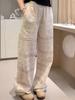 Women's High Waist Wide Leg Pants Straight Cut Hollow Lace Loose Casual Summer Trousers