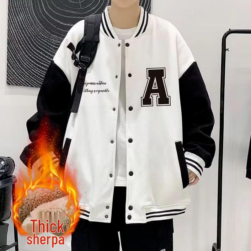 Men s High-End Lambswool Baseball Jacket - Autumn/Winter Trendy Style S
