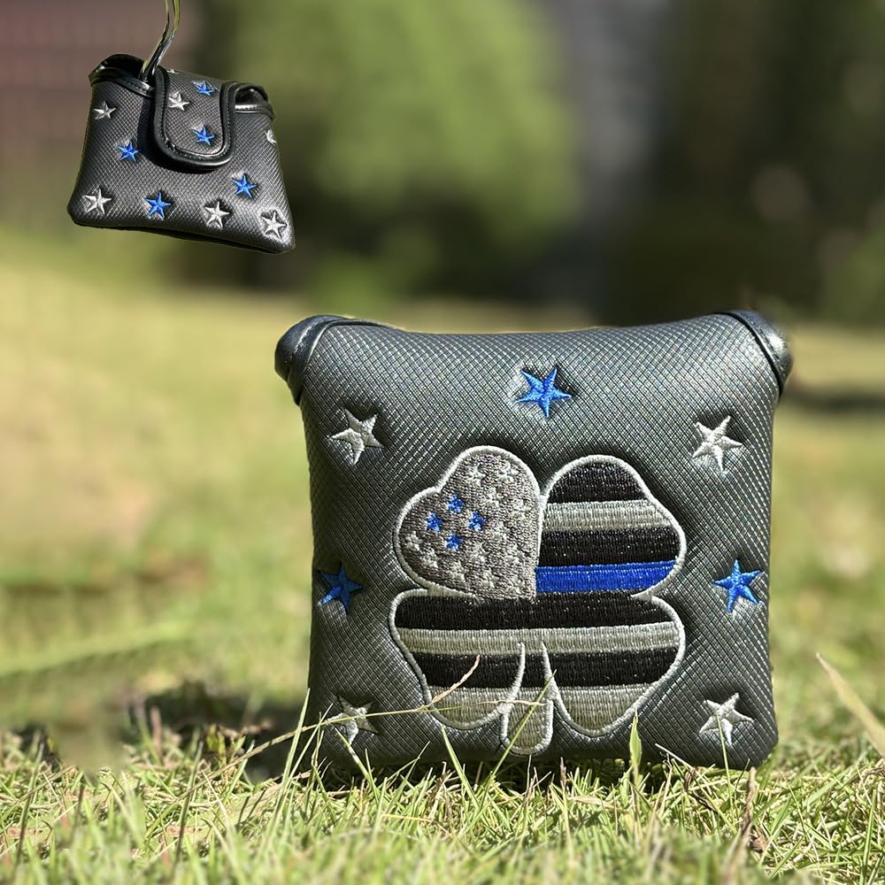 Putter Cover Head Cover for Mallets with Magnet Compatible with TaylorMade Spider Cameron Odyssey Clover USA Star 1 Piece (Gray)