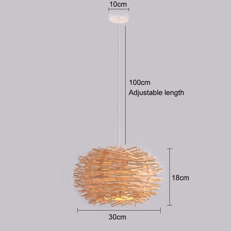 Bamboo Pendant Lights Hand Woven Ceiling Weaving Chandelier Lamp Rattan Wicker Hanging LED Fixtures Home Bedroom Bamboo Art Lamp