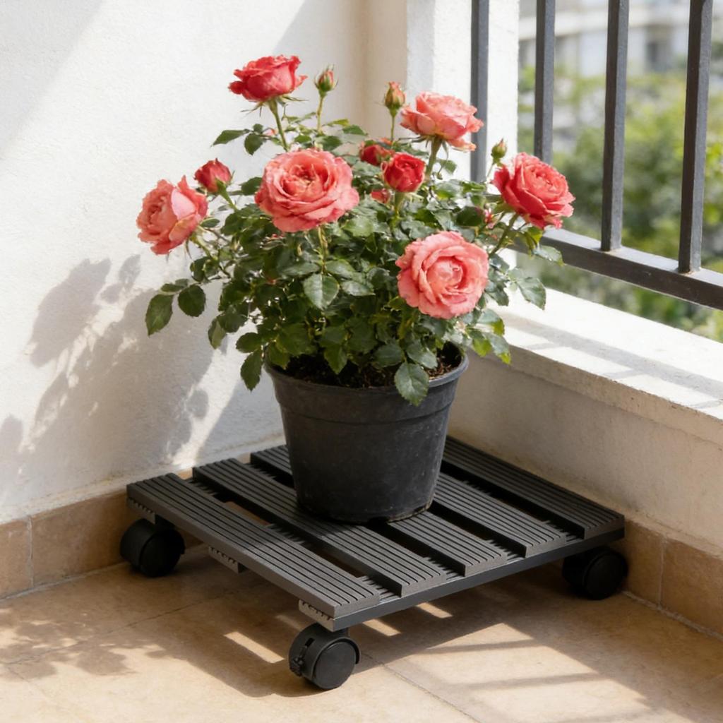 Flower Pot Tray Wheels Plastic Tray Heavy Duty Tree Flower Potted Planter Stand Rack Moving Trays with Rollers