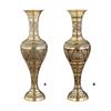 Antique Metal Vases with Embossed Geometric Pattern Dried Flower Arrangements Container for Table Centerpieces Decors