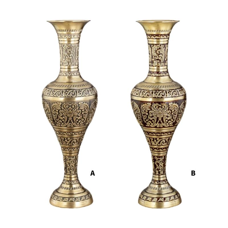 Antique Metal Vases with Embossed Geometric Pattern Dried Flower Arrangements Container for Table Centerpieces Decors