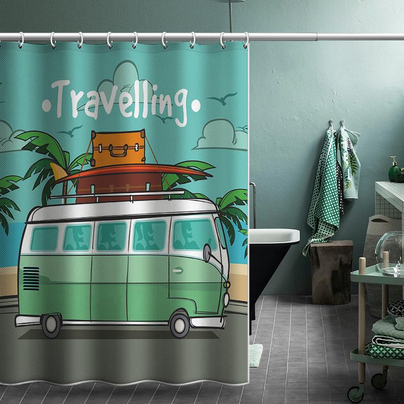 Bathroom Thickened Waterproof Curtain Mildew Proof Shower Curtain Shower Partition Curtain Shower Curtain Bathroom Curtain Free Perforation