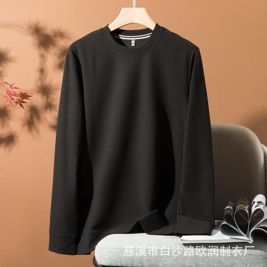 Long-sleeved Sweatshirt Popular Solid Color Round Neck T-shirt Autumn and Winter Bottoming Shirt Men's Tops