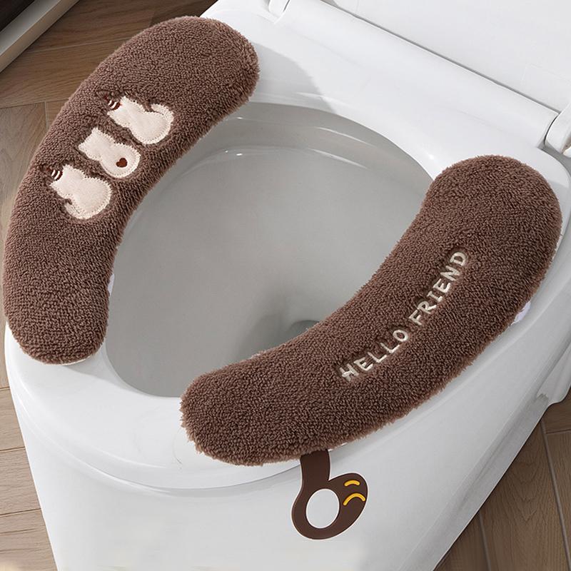 Plüsch Warme Dick Gepolsterte Toilettensitzbezug Matte Rutschfest Weiches Toilettensitzkissen Badezimmerzubehör