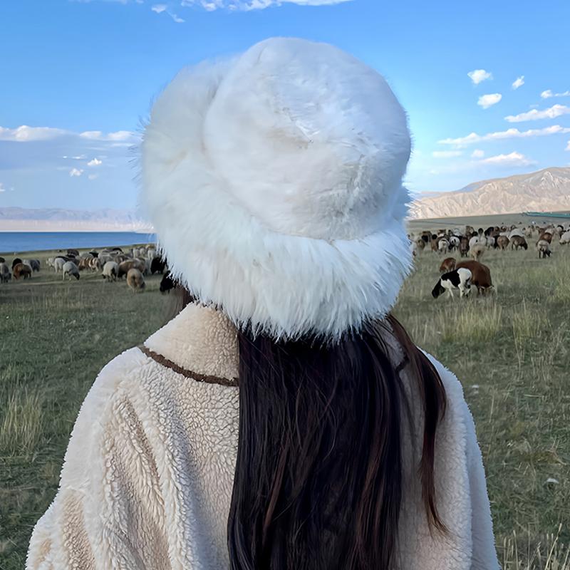 Fluffy Fur Bucket Hat For Women Plush Fisherman Hat Warm Women'S Winter Hat Thicken Cold Snowy Day Panama Cap Chrismas Gifts