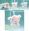 Popular Dog Plush Pendant Keychain Soft Pp Cotton Filling White/pink 12cm Size
