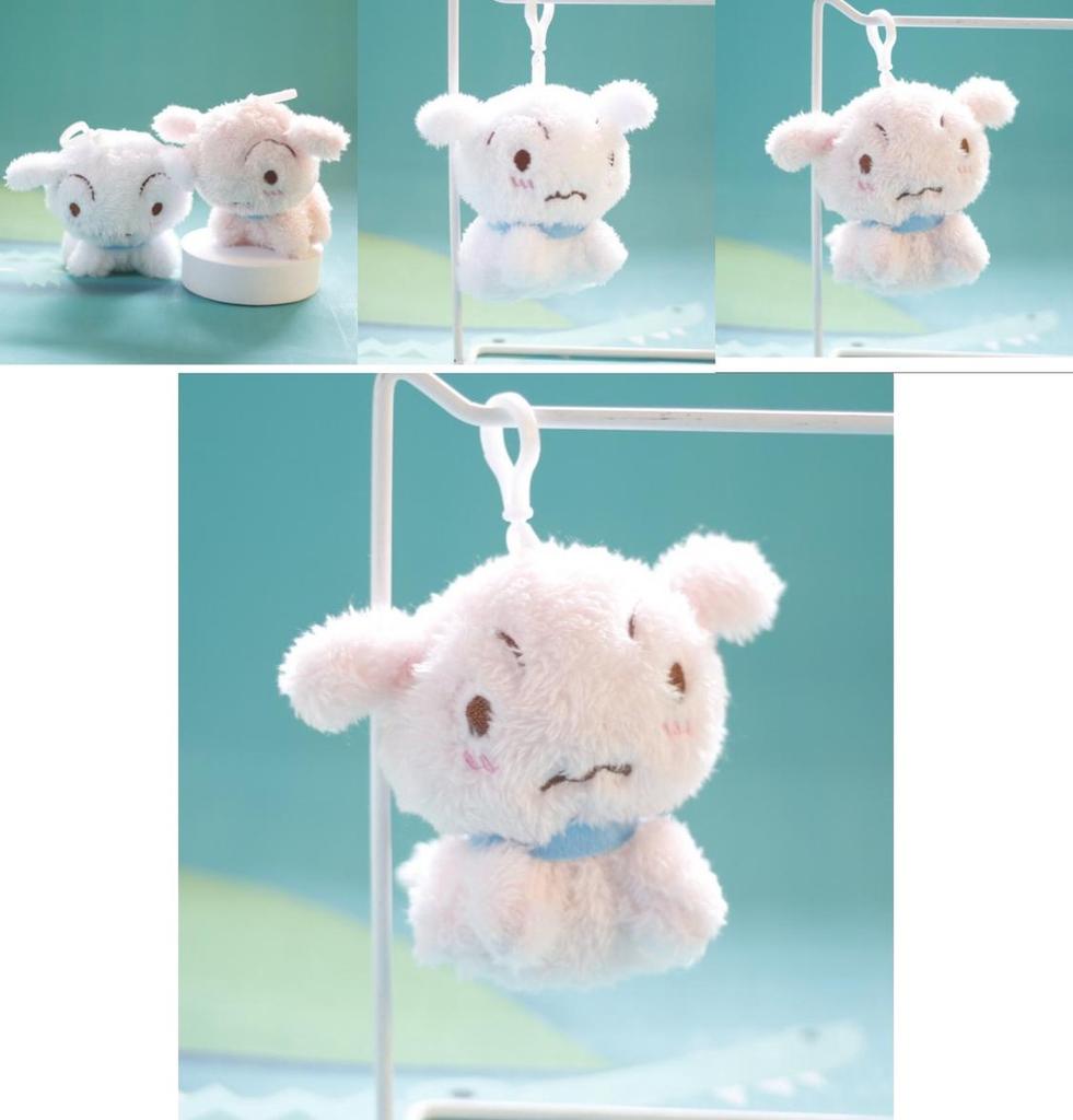 Popular Dog Plush Pendant Keychain Soft Pp Cotton Filling White/pink 12cm Size