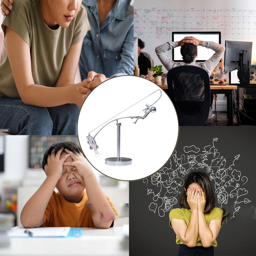 Rybář Ocelová Balanční Socha Hračka Kinetické Umění Tumbler Kinetický, Balancující Dekompresivní Věda Psychologie Domov Kancelář Hračka Stolní Dekorace